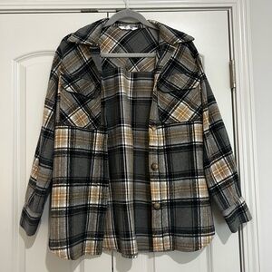 STEVE MADDEN Checkered Plaid Shirt Jacket
